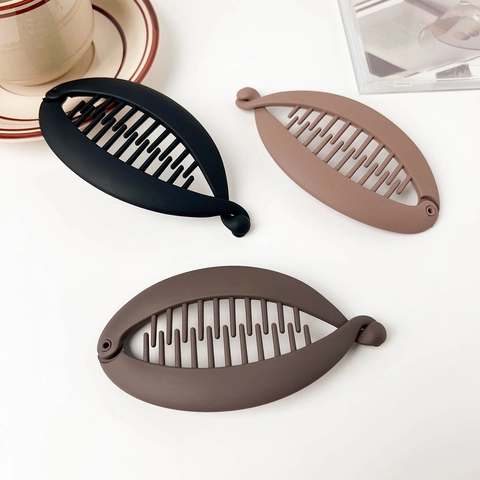 Matte Banana Hair Clip Large Non-Slip Teeth Cross Vertical Clip For Thick Hair High Ponytail Styling Women Plastic