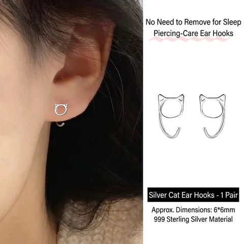 Minimalist Sterling Silver Ear Hooks Heart Cat Butterfly Swan Flower Small Hypoallergenic Earrings Women Fashion Jewelry