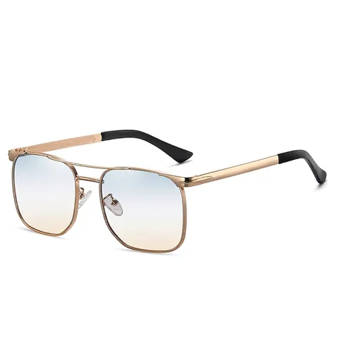 Square Sunglasses Metal Frame Double Bridge UV Protection Outdoor Driving Vintage Fashion Trend For Men
