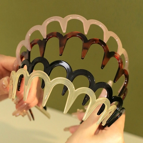 Wave Zigzag Headband Non-Slip Plastic Hair Hoop For Women Face Washing Sports Tortoise Shell Pattern Accessory