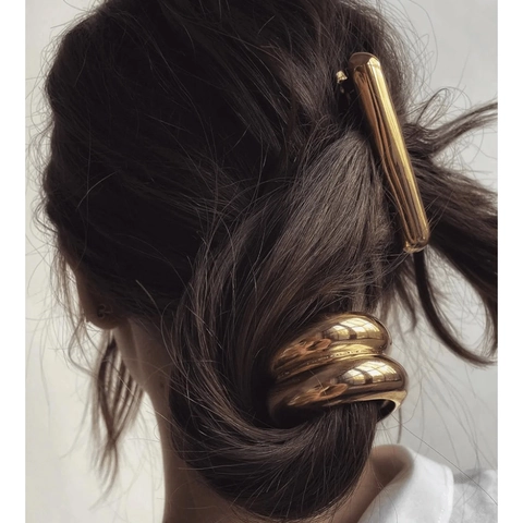 Minimalist Metal Pony Tail Cuff Hair Tie Elastic Band Geometric Alloy Smooth Hammered Texture Hair Accessories For Women