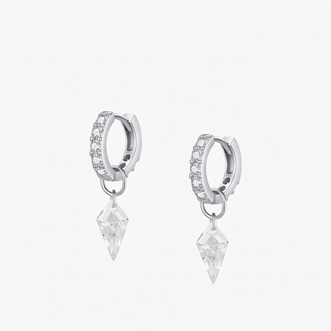 Orecchini A Cerchio In Argento Sterling 925 Con Pendenti In Zircone Cubico A Forma Di Aquilone Elegante
