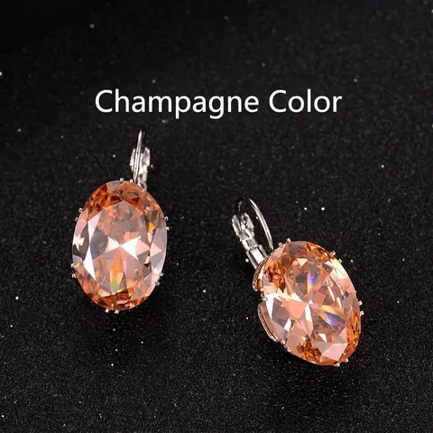 Ovale Zirkonia Ohrringe Für Damen Elegante Kupferbasis Dangle Drop Schmuck Koreanischen Stil Vielseitig Bunt