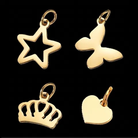 Stainless Steel DIY Pendants 18K Gold Plated Polished Charms For Jewelry Making Necklace Bracelet Fashion Star Heart Butterfly Crown