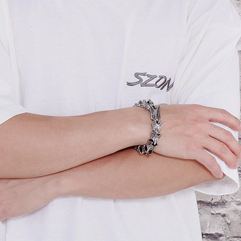 Drachenknochen Gliederarmband Edelstahl Vintage Punk Gothic Schmuck Zubehör Für Männer