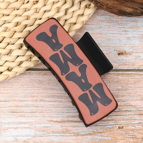 Pinzas Para El Cabello Cuadradas Grandes Retro Western Girasol Letras Cuero Sintético Plástico Accesorio De Peinado Para Mujer