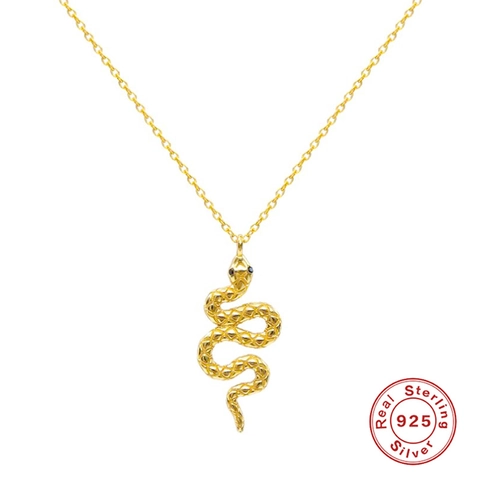 S925 Sterlingsilber Schlange Anhänger Halskette Minimalistisch Gewickeltes Design Strass Schlüsselbein Kette Schmuck Damen