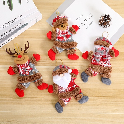 Ornamenti Appesi Di Natale Peluche Babbo Natale Renna Pupazzo Di Neve Orso Bambole In Tessuto Lavorato Maglia Decorazioni