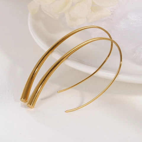 Orecchini A Gancio Con Linea Geometrica Minimalista Acciaio Inossidabile Forma A Goccia D'acqua Gioielli Donna