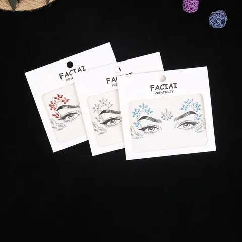 Gesichtsschmuck Strass Aufkleber Acryl Selbstklebend Für Festival Maskerade Party Make-up Dekoration Körperjuwelen Damen