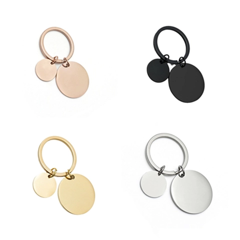 Stainless Steel Round Blank Keychain Mirror Polished Metal Key Ring For DIY Jewelry Accessory Minimalist Pendant Tag For Women Men Gift