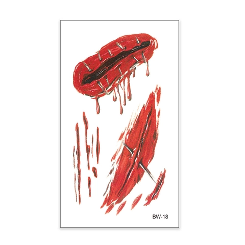 Halloween Temporary Tattoo Stickers Waterproof Scary Bloody Scars Wound Horror Fake Tattoos For Party Cosplay Makeup Face Body Art