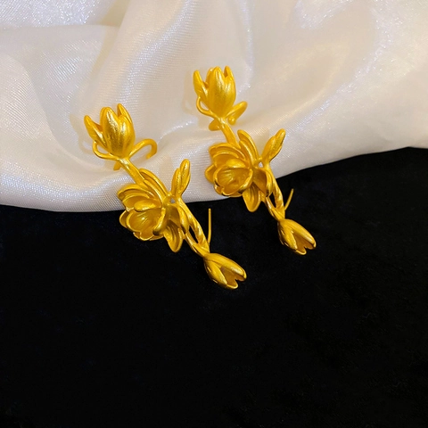Boucles d'Oreilles Pendantes en Cuivre Vintage Avec Tige en Argent Élégantes Boucles d'Oreilles Perles Artificielles Femme