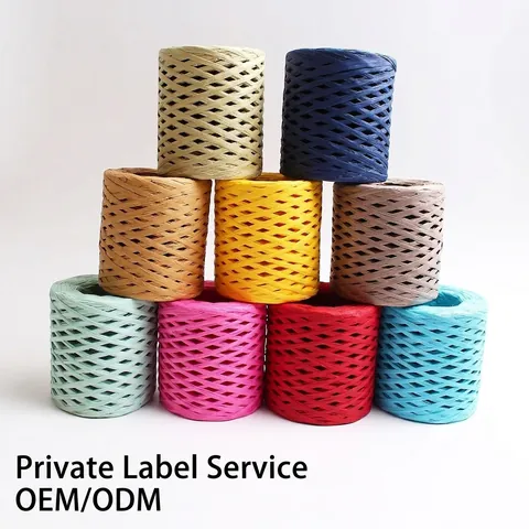 Colorful Raffia Paper Ribbon Twine For DIY Craft Gift Wrapping Bouquet Decoration Hand Weaving Decorative Cord