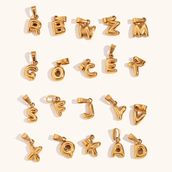 Colgante de Alfabeto de Burbuja 3D de Acero Inoxidable para Mujer Letra Inicial A-Z Baño de Oro 18K Accesorio Joyería