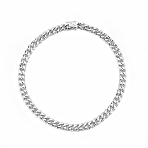 Collar De Cadena De Eslabones Cubanos De Acero Inoxidable Pulido Cierre De Caja Estilo Hip Hop Streetwear Unisex Color Plata