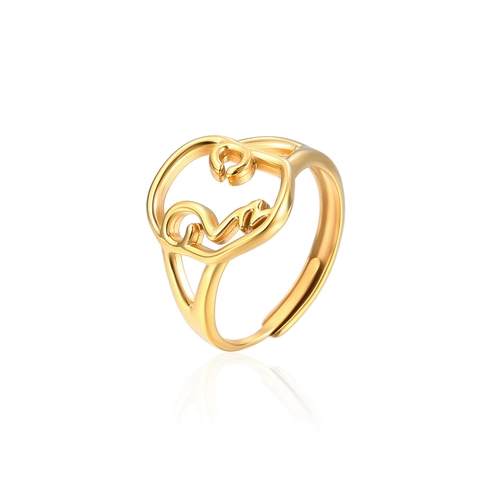 Minimalist Stainless Steel Abstract Face Open Ring For Women Artistic Hollow Figure Adjustable Finger Ring Jewelry Accessories Gift