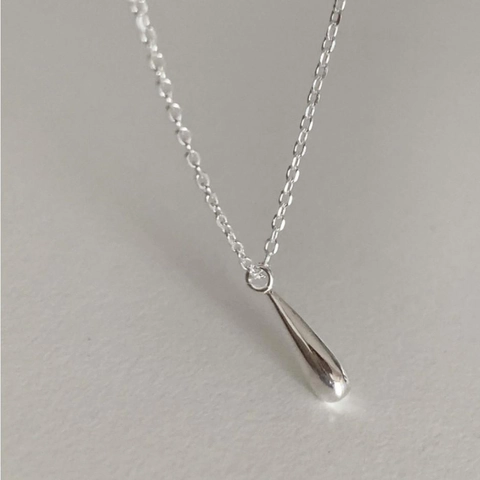 925 Sterling Silver Teardrop Pendant Necklace For Women Polished Waterdrop Minimalist Jewelry Gift Elegant Accessory