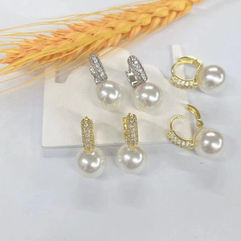 Geometric U-Shaped Drop Earrings Copper Cubic Zirconia White Imitation Artificial Pearl Elegant Niche Design Jewelry For Women