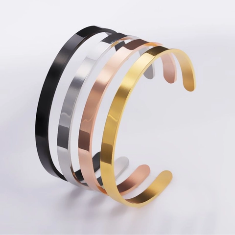 Brazalete Pulsera Acero Inoxidable 304 En Forma De C Abierto Minimalista Pulido Moda Conmutar Joyería Para Hombres Mujeres