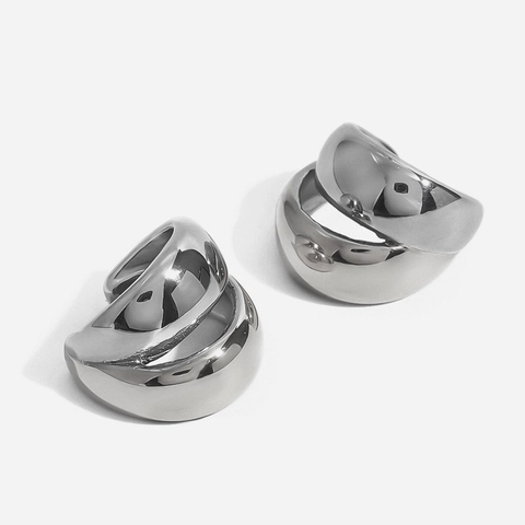 Pendientes De Clip De Acero Inoxidable Chapado En Oro De 18 Quilates Impermeable Hipoalergénico Color Contraste Hueco