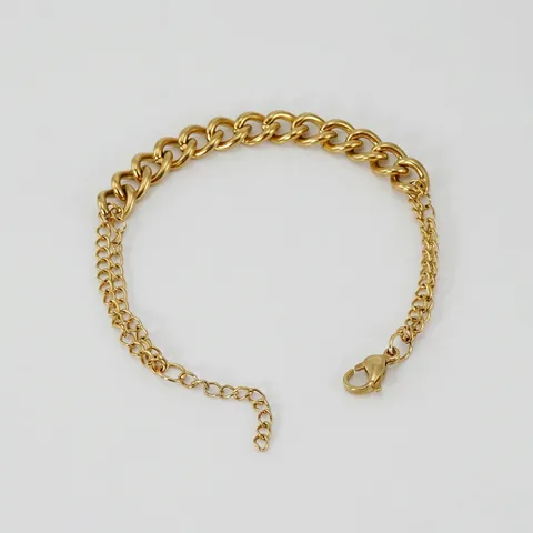 Bracciale A Catena Placcato Oro 18K Acciaio Inossidabile Maglie Spliced Gioielli Di Moda Per Uomo Donna