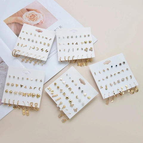 Rhinestone Faux Artificial Pearl Legierung Stecker Creolen Für Frauen Stern Mond Schmetterling Geometrisch Mode Mit Stahl Earring Post