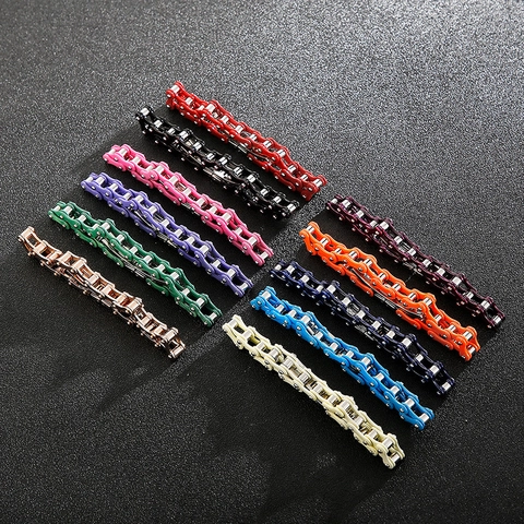 Bracelet Chaîne De Vélo En Acier Inoxydable Pour Hommes Style Industriel Punk Rock Bracelet Moto Bicolore Bijoux