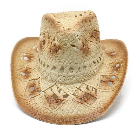 Cowboy Hat Hollow-out Paper Straw Sun Protection Summer Beach Retro Western Outdoor Sunshade Breathable