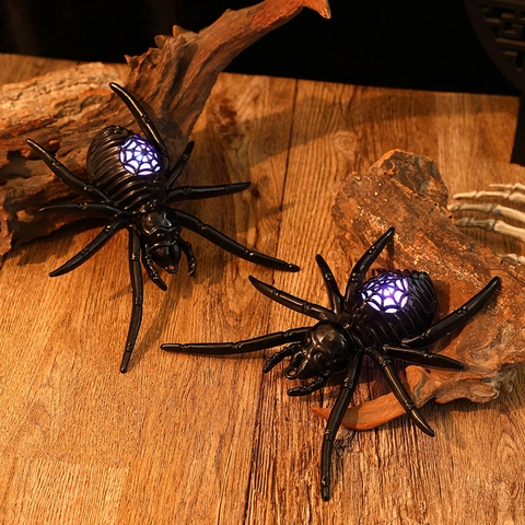 Halloween LED Leuchtende Spinne Hängende Dekoration Gruselige Kunststoff Realistische Web Ornamente Party Requisite