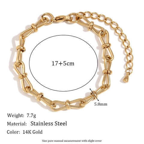 Chain Bracelet Stainless Steel Gold Plated U-Link Knot Design Industrial Minimalist Fashion Jewelry For Women