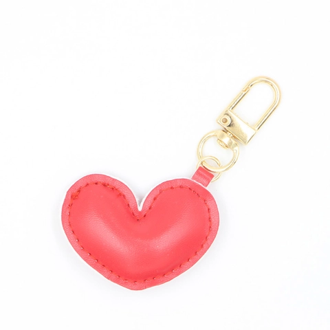 Heart Shape PU Leather Keychain With Golden Alloy Clip Bag Charm For Women Cute Mini Key Ring Accessory