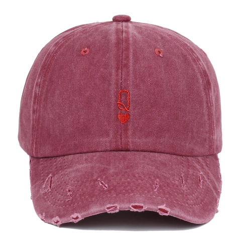 Distressed Gewaschene Baumwolle Baseballkappe Vintage Poker Herz K Q Stickerei Verstellbarer Sonnenschutz Hut Unisex