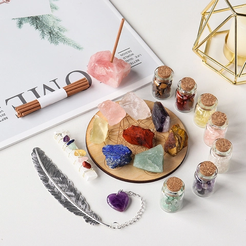 Piedras Curativas De Cristal Natural Metatron Placa De Madera Porta Incienso Marcapáginas Amatista Corazón Meditación Regalo