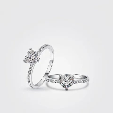 925 Sterling Silber Herz Ring Zirkon Glitzernd Pave Hochzeit Verlobung Schmuck Mode Für Frauen Elegantes Accessoire