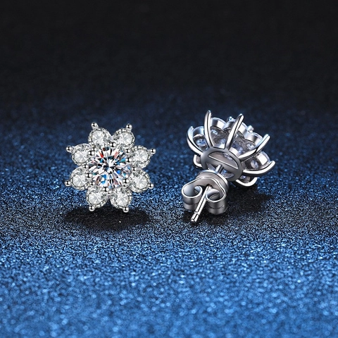 Pendientes De Girasol Con 925 Sterling Silver Earring Post D Color Moissanita Joyería De Flores Brillantes Para Mujer Regalo