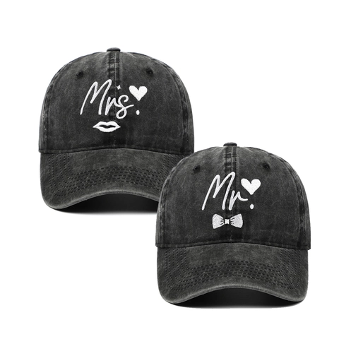 Vintage Gewaschene Baumwolle Baseballkappe Mr Mrs Stickerei Distressed Retro Hip Hop Paar Hut Für Flitterwochen Hochzeit Geschenk