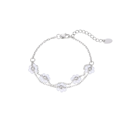 Flower Necklace And Bracelet Stainless Steel Crystal Beads Elegant Ins Style Exquisite Jewelry For Women Accessory