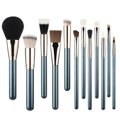 Professionelle Make-up-Pinsel Holzgriff Kunstfaser Puder Foundation Lidschatten Verblendung Blaugrün Beauty Tools Elegant