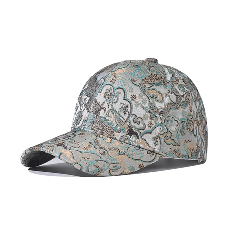 Chinese Style Baseball Cap Cotton Brocade Jacquard Fabric Traditional Dragon Cloud Pattern Adjustable Retro Unisex Hat