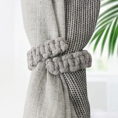 Curtain Tiebacks Hand Woven Cotton Linen Buckles Decorative Window Holder Nordic Bohemian Minimalist Home Room Decor