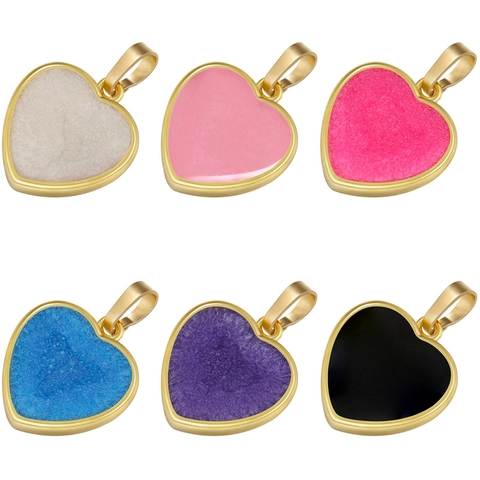 Herzform Bunte Emaille Anhänger 18K Vergoldet Messing DIY Halskette Charms Schmuckherstellung Zubehör