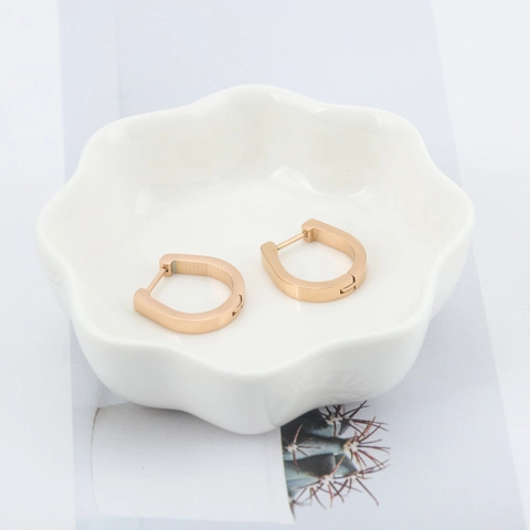 Minimalistische Roestvrijstalen U-vormige Ovalen Creolen Goud Rozegoud Zilver Verguld Geometrische Oorbellen Voor Dames