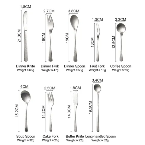 Posate In Acciaio Inossidabile Martellato Coltello Forchetta Cucchiaio Tavola Retro Opaco Utensile Cucina