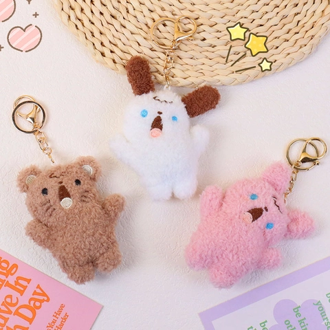 Simpatico Portachiavi In Peluche Animale Che Grida Pendente Cane Gatto Orso Morbido Per Arredo Zaino Accessorio Giocattolo Estetico