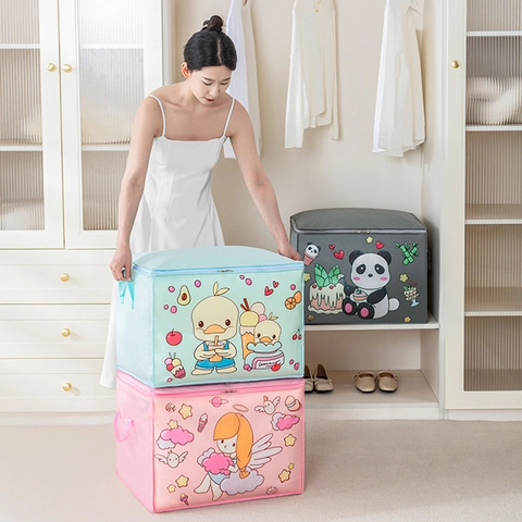 Cartoon Kleidung Aufbewahrungstasche Große Kapazität Vliesstoff Decken Organizer Box Mit Griffen Für Schlafzimmer Schrank