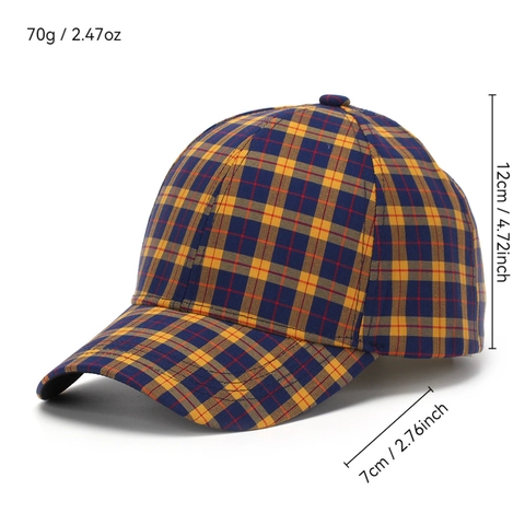 Plaid Baseball Kappe Polyester Tartan Muster Gebogene Krempe Verstellbare Metallschnalle Lässige Mode Sonnenhut