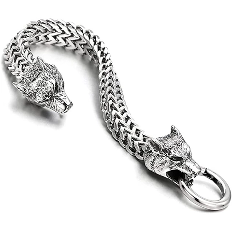 Wikinger Wolfskopf Edelstahl Kette Legierung Armband Herren Retro Punk Tier Armband Thor Hammer Halskette Schmuck Geschenk