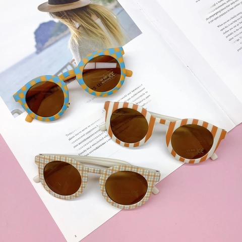 Kinder Zonnebril Retro Schaakbord Gestreept PC Frame AC Lens UV400 Bescherming Voor Jongens Meisjes Peuters Mode