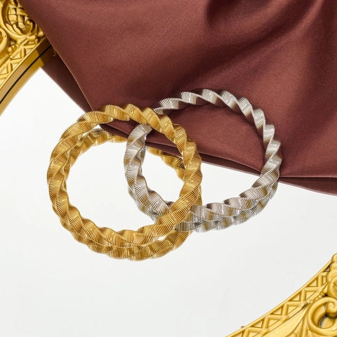Brazalete Minimalista de Acero Inoxidable con Trenza Retorcida para Mujeres Hombres Dorado Plateado Diseño de Espiral Joyería de Moda